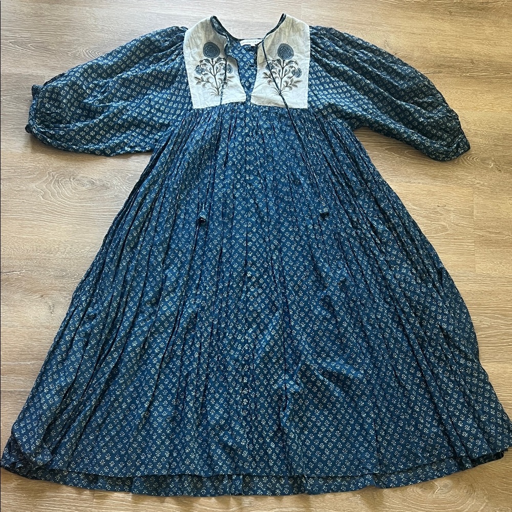 EUC Daughters of India Blue Kyra Midi Dress